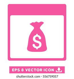 Money Bag Calendar Page icon. Vector EPS illustration style is flat iconic symbol, pink color.