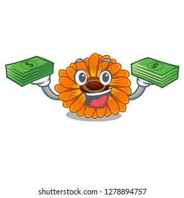 With money bag calendula flower in the mascot stem