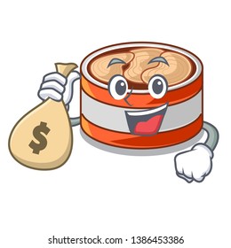 With money bag canned tuna isolated with in mascot