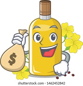 With money bag canola oil isolated with the cartoon