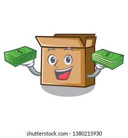 With money bag cardboard isolated with in the mascot