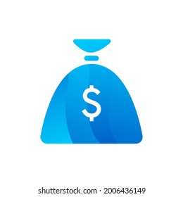 Money bag for carry coins or banknotes icon vector. Packaging for carrying and storaging finances cash, earning funds and investment concept linear pictogram. Wealth color contour illustration