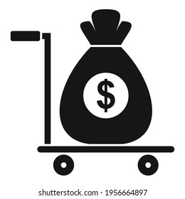 Money bag cart icon. Simple illustration of Money bag cart vector icon for web design isolated on white background
