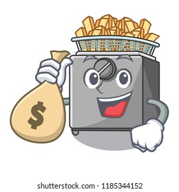 With money bag cartoon deep fryer in the kitchen