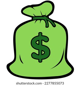 Money Bag Cartoon Emote Vector Illustration