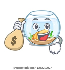With money bag cartoon goldfish a in on fishbowl