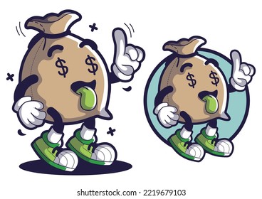 Money bag cartoon mascot characters