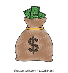 Money bag cartoon scribble