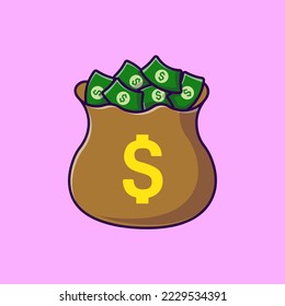 Money Bag Cartoon Vector Icons Illustration. Flat Cartoon Concept. Suitable for any creative project.

