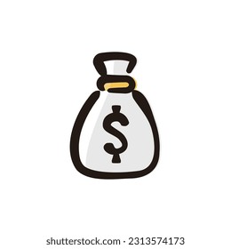 Money bag - Casino icon (Hand draw color version)
