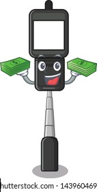 With money bag cell phone holder on a character