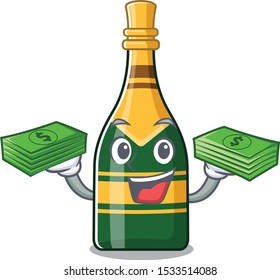 With money bag champagne bottle in the character fridge
