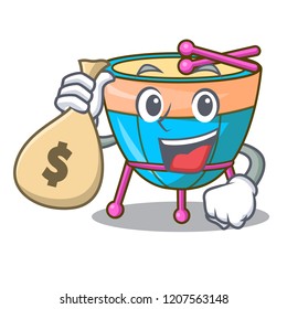With money bag character cartoon percussion musical instrument timpani