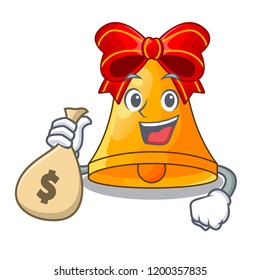 With money bag character christmas gold bells with holly