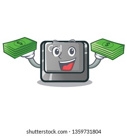 With money bag character ctrl button attached on computer