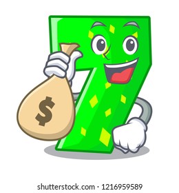 With money bag character paper cut number seven letter
