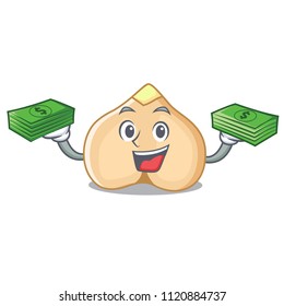 With money bag chickpeas mascot cartoon style