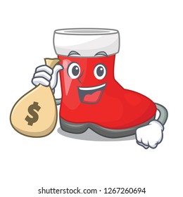 With money bag christmas santa boots with shape cartoon