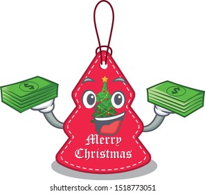 With money bag Christmas tag hanging of character door
