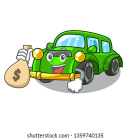 With money bag classic car isolated in the cartoon