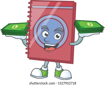 With money bag closed book in the cartoon character