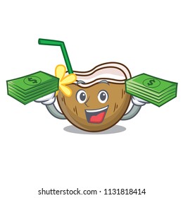 With money bag cocktail coconut mascot cartoon