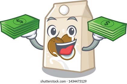 With money bag cococnut milk in the mascot shape