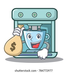 With money bag coffee maker character cartoon