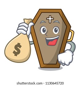 With money bag coffin character cartoon style vector illustration