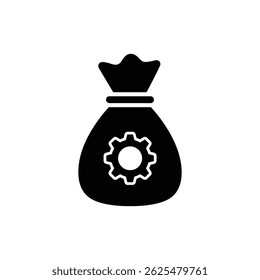 Money Bag with Cogwheel Icon, Financial Growth and Business Efficiency