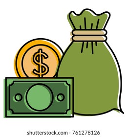money bag with coin and bill