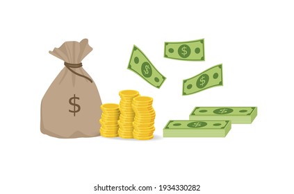 Money Bag, Coins and Dollar