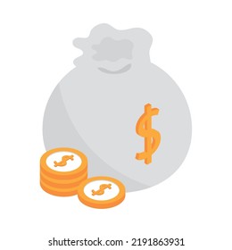 money bag coins isometric icon