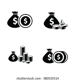 Money bag and coins set