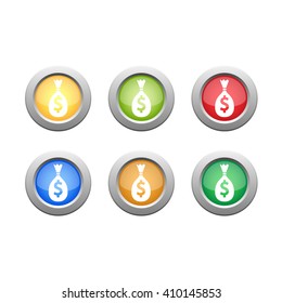 Money bag, colored icons. Money icon. Vector illustration