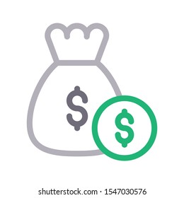 money bag colour line icon 