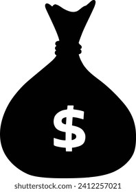 Money bag concept icon. Money saving concept. Symbol of
goals in savings. investing and business,
money management,Saving and Money
bags icon, Dollar. Silhouette of bag vector on white backgroun