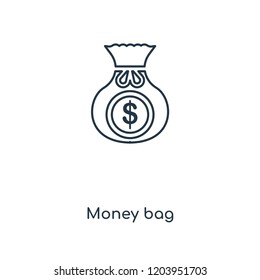 Money bag concept line icon. Linear Money bag concept outline symbol design. This simple element illustration can be used for web and mobile UI/UX.