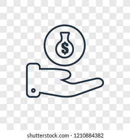Money bag concept vector linear icon isolated on transparent background, Money bag concept transparency concept in outline style
