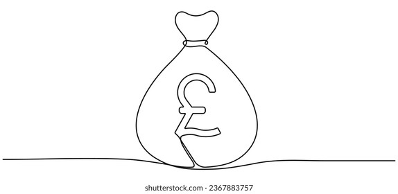 Bolsa de dinero sigue dibujando una línea. Concepto de negocio. Ilustración vectorial aislada en blanco.