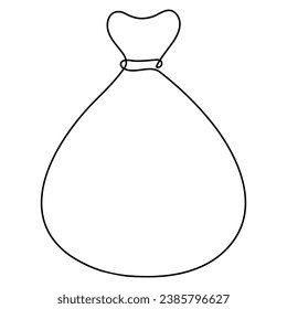 Money bag continuous one line drawing. Vector illustration isolated on white.	