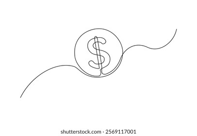 Money bag continuous one line drawing animation. Business dollar sign concept video, Dollar coin set, Stacked golden coins illustration, dollar drawn with one continuous line.