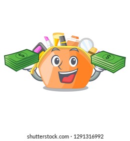 With money bag cosmetic bag above mascot dressing table