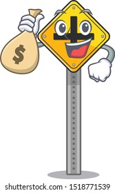 With money bag crossroad sign cartoon shape the mascot