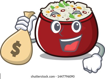 With money bag curd rice served in mascot bowl