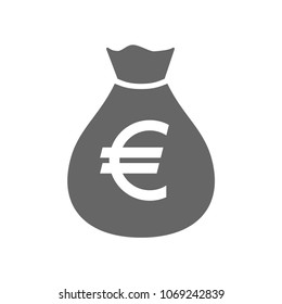 Money bag currency simple design icon. Euro moneybag icon.