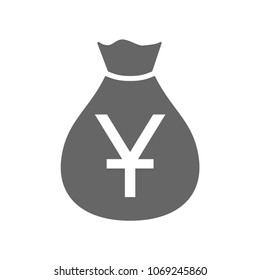 Money bag currency simple design icon. Chinese yuan moneybag icon. China yuan money sack