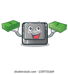 With money bag delete button in the shape mascot