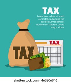 money bag document wallet bill coin icon. Tax design. colorful and flat illustration
