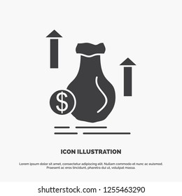 money, bag, dollar, growth, stock Icon. glyph vector gray symbol for UI and UX, website or mobile application